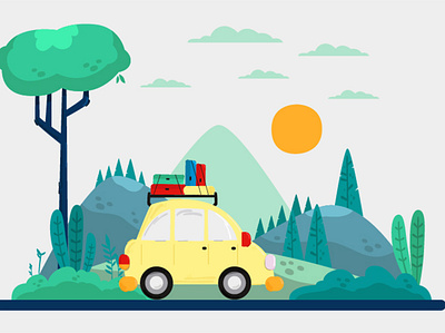 Family Travelling with Camping Equipment Background Illustration adventure background backpack camping car family illustration journey travelling vector