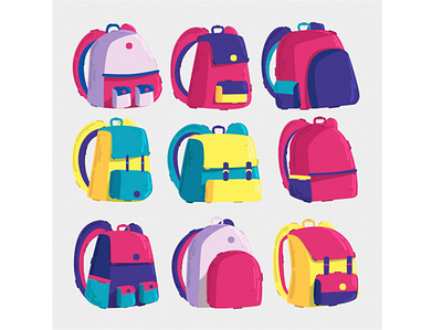 School Backpacks Illustration backpack bag boy college girl illustration school student study vector