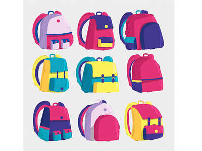 School Backpacks Illustration backpack bag boy college girl illustration school student study vector
