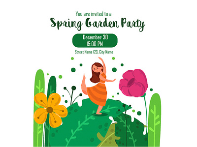 Spring Garden Party Background Illustration background flower garden house illustration nature outdoor party spring vector
