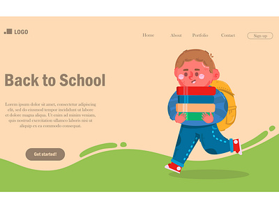 Back to School Landing Page book education illustration landing page school student template vector web website