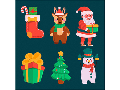 Christmas Elements Collection christmas clipart decoration element gift illustration merry santa tree vector