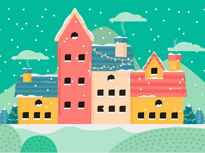 Christmas Village Background Illustration background building christmas house illustration merry snow vector village winter