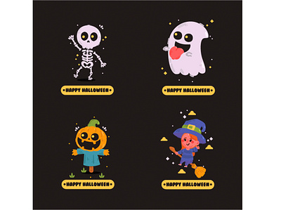 Happy Halloween Badges Collection badges clipart decoration halloween illustration october pumpkin skeleton spooky vector