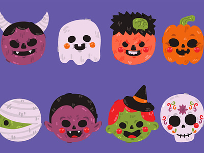 Halloween Masks Elements Illustration clipart costume ghost halloween illustration mask pumpkin skull spooky vector