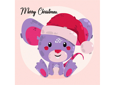 Mouse with Santa Hat Illustration animal character hat holiday illustration merry mouse santa vector winter