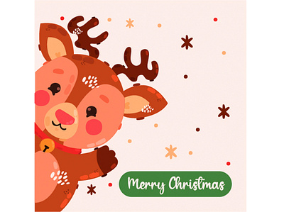 Merry Christmas with Deer Character Illustration animal character christmas deer holiday illustration merry snow vector winter
