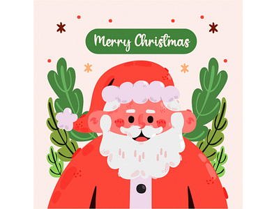 Merry Christmas Greeting with Santa Illustration