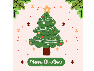 Merry Christmas Greeting with Tree illustration