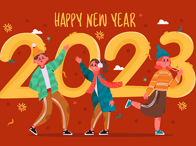 Happy New Year 2023 Greeting Illustration 2023 calendar day greeting happy illustration new year party time vector