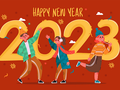 Happy New Year 2023 Greeting Illustration