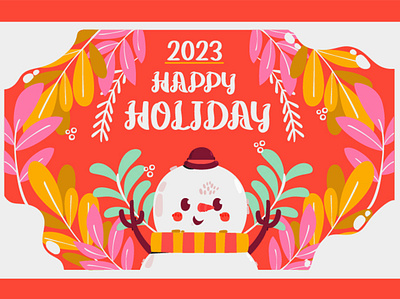 Happy Holiday 2023 Card Illustration card christmas family happy holiday illustration snowman vacation vector winter