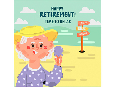 Retirement Greeting Card Illustration (2) beach card celebration greeting happy illustration life person retirement vector