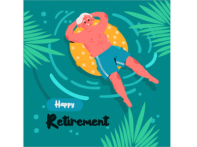 Hand Drawn Retirement Greeting Card Illustration beach card celebration greeting happy illustration life pension retirement vector