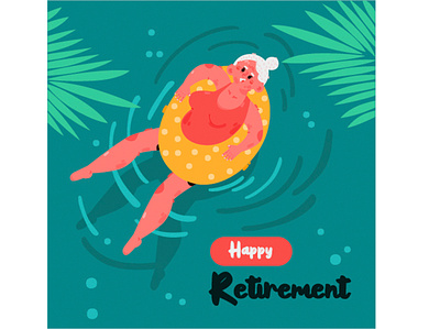 Hand Drawn Retirement Greeting Card Illustration (2) beach card celebration greeting happy illustration life older retirement vector