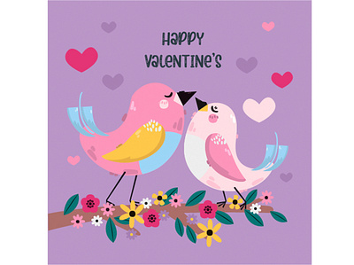 Hand Drawn Happy Valentine's Animal Illustration animal bird couple happy heart illustration love romantic valentine vector