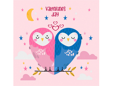 Hand Drawn Valentine's Day Animal Couple animal bird couple day heart illustration love romantic valentine vector