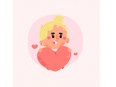 Girl Holding Heart Logo Illustration