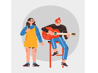 Girls Band Musician Illustration artist band girl guitar illustration music musician sing singer vector