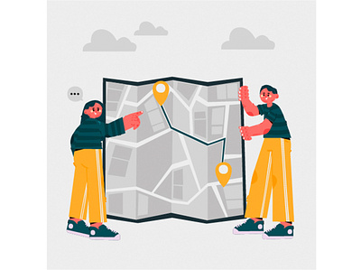 Paper Map Concept Illustration city direction illustration map paper road street town vector village