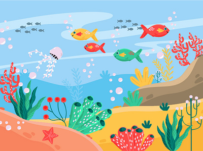 Sea Background Illustration background beach fish illustration nature sea summer underwater vector wallpaper