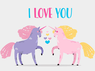 Unicorn Love Illustration couple greeting happy heart illustration love romantic unicorn valentine vector