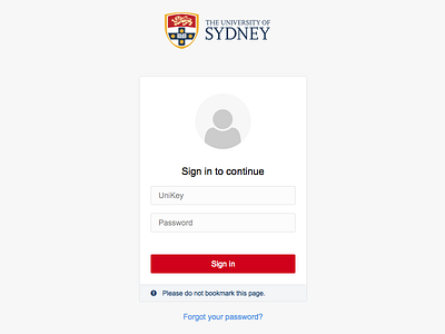 Sydney Uni Gloabl Web Login Screen login