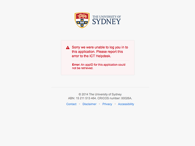 Sydney Uni Global Web Login - appID Error