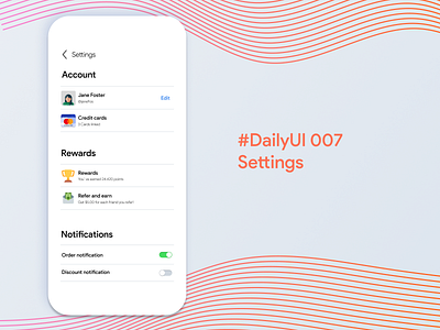 #DailyUI 007 Settings app design ui ux