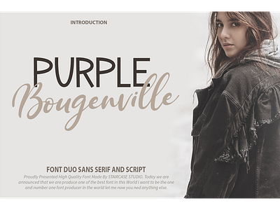 Purple Bougenville Font Duo branding clothing cosmetic font duo fonts invitation logotype purple boufenville sans serif script typewriting