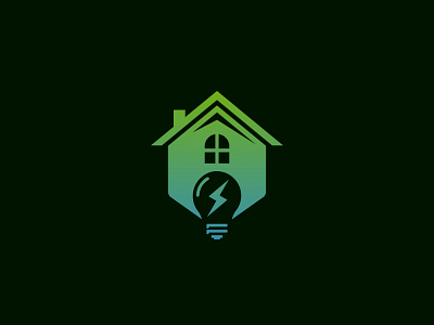 LampHouse Logo branding design flat green home house lamp lightbulb logo logo design vector