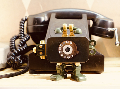 Vintage Phone TinBot branding culture design designer toys retro robot toy vintage