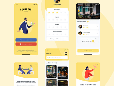 Pourboir | More than tips app app design art direction foursquare geolocation mobile app rating ui ux ui design uiux vote waiter
