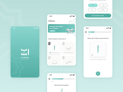Alifbata learning apps for Hijayiah characters android apps arabic character clean ui design education flatdesign green ios learn mobile app ux