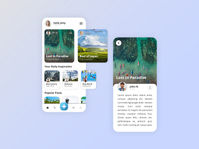 Travel blogging app concept app app design blog clean design flat flat design graphic design ui ux