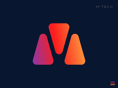 M logo branding clean design flat gradient graphic design letter logo m tech