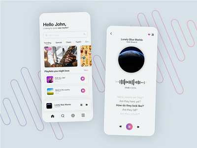 Clean looking music app app clean design flat minimalist music music app song sound soundwave ui ux white