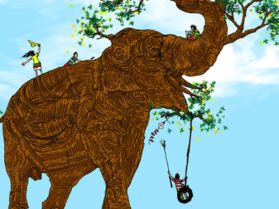 Trunk chirply products elephants illustration trees