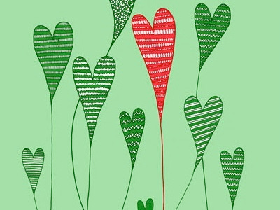 Growing Love hearts illustration