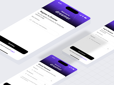Dreamer App: Registration Screens