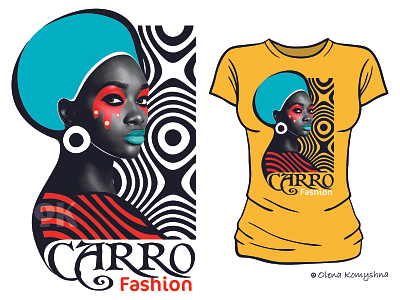 CARRO african woman art carro color design ethnic fashion graphic illustration olenakomyshna poster print style t shirt woman