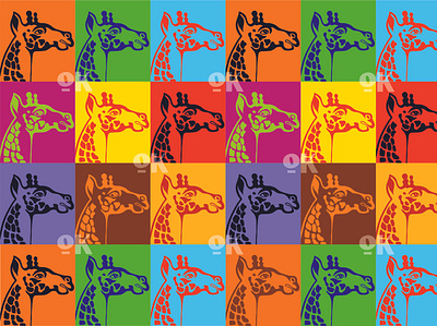 Giraffe pattern art color design giraffe illustration olenakomyshna pattern print safari vector