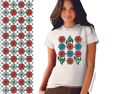 Flowers ornate art color design fashion flowers flowers pattern olenakomyshna print t shirt design vector