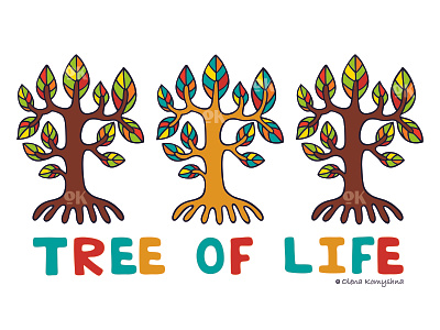 Tree of life abstract color design nature art olenakomyshna print tree tree of life tree print trio