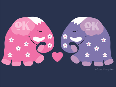 Elephant in love elephant elephant art elephant design elephant illustration elephant logo elephants elephants color love olenakomyshna pink elephant