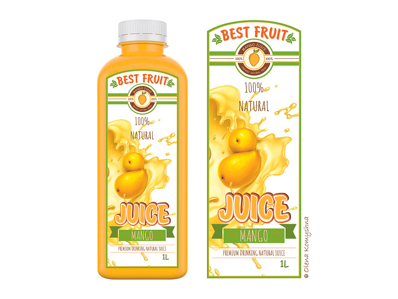 Mango juice label by Olena Komyshna on Dribbble