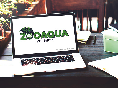 ZOOAQUA pet shop. Logo branding chameleon design graphic design logo logo shop logo vector olenakomyshna pet petlover petshop petshop logo vector zoo