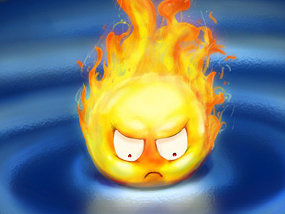 Fireball angry digital fire fireball painting water