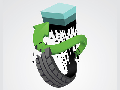 Rubber Recycling concept illustration recycle recycling rubber tire