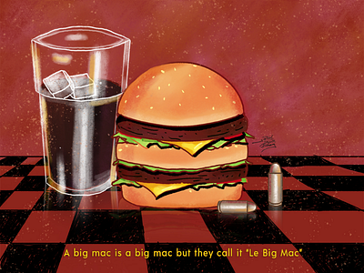 Le Big Mac art big mac burger cinema cinematography digital digital art digital illustration doodle food food art food drawing food illustration graphic art illustration illustrator pulp fiction quentin tarantino vintage